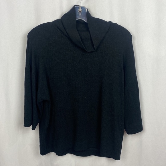 J.Crew 365 Black Crepe Knit Stretch Turtleneck Elbow Drop Sleeve Top -Size Small - Picture 3 of 10